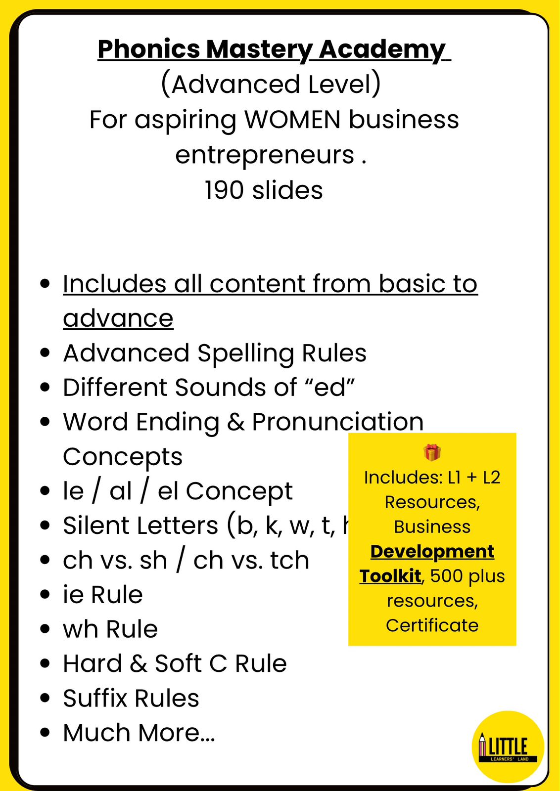 Level 3: Phonics Mastery & Business Academy (Ed-Tech Entrepreneur)
