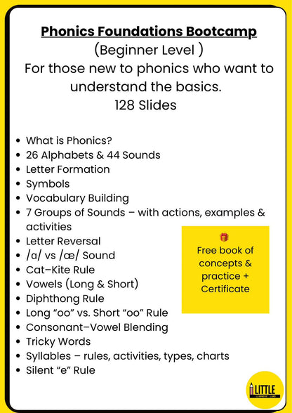 Level 1: Phonics Foundation & Letter Sounds (Beginner Certification)